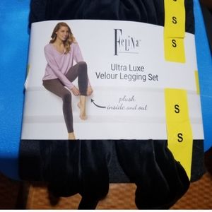 Felina ultra luxe velour legging set Small Nwt